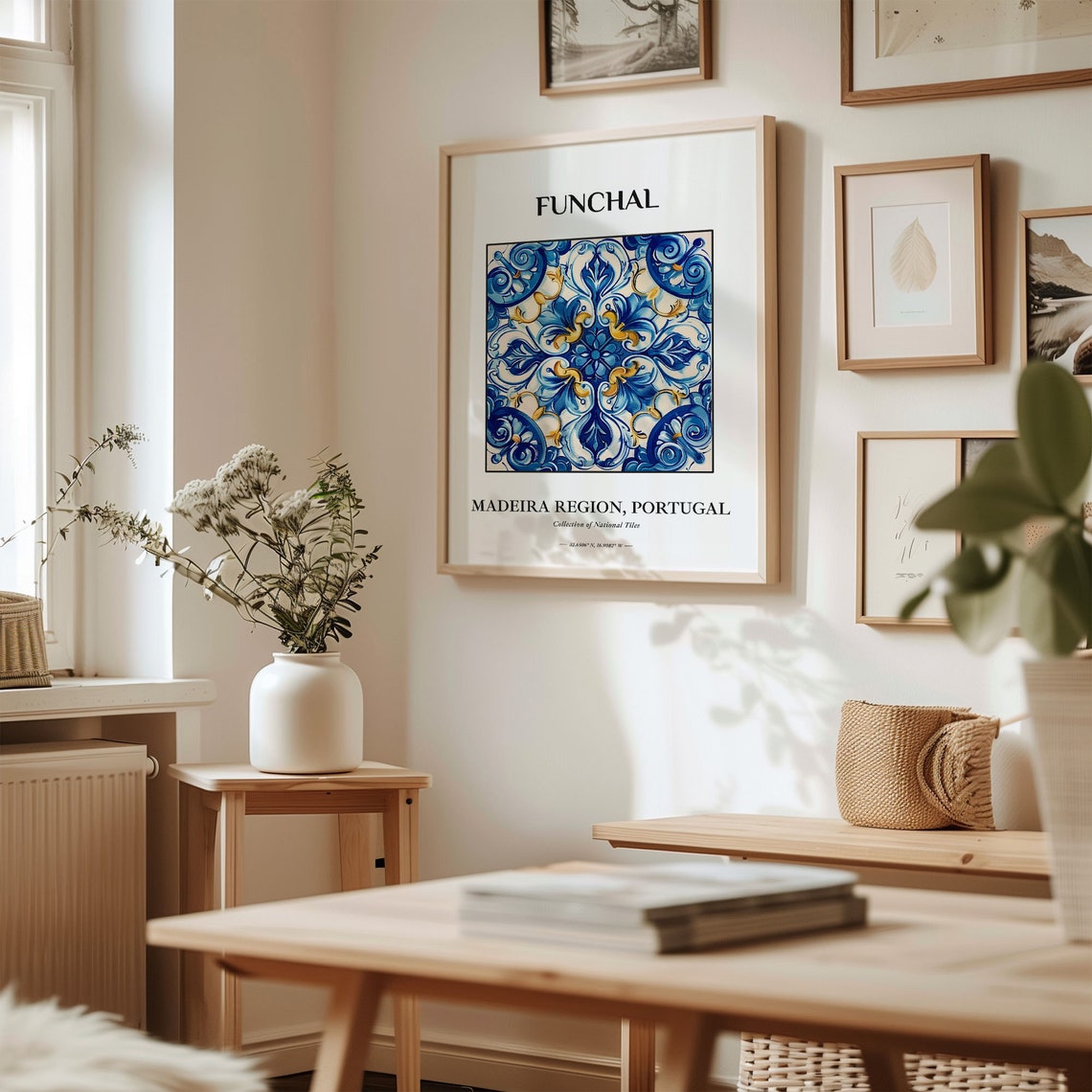 Funchal Madeira Portugal Blue White Gold Azulejo Tile Art Decor Poster - Image 2