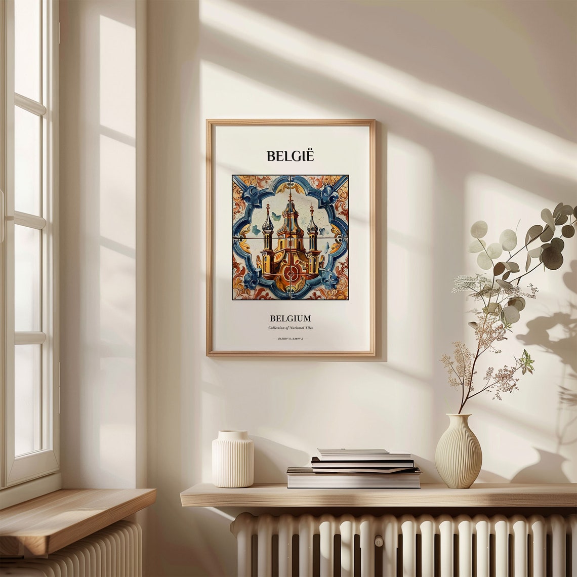 Belgie Belgium Tile Poster with Gothic Cathedral Architecture - Image 3