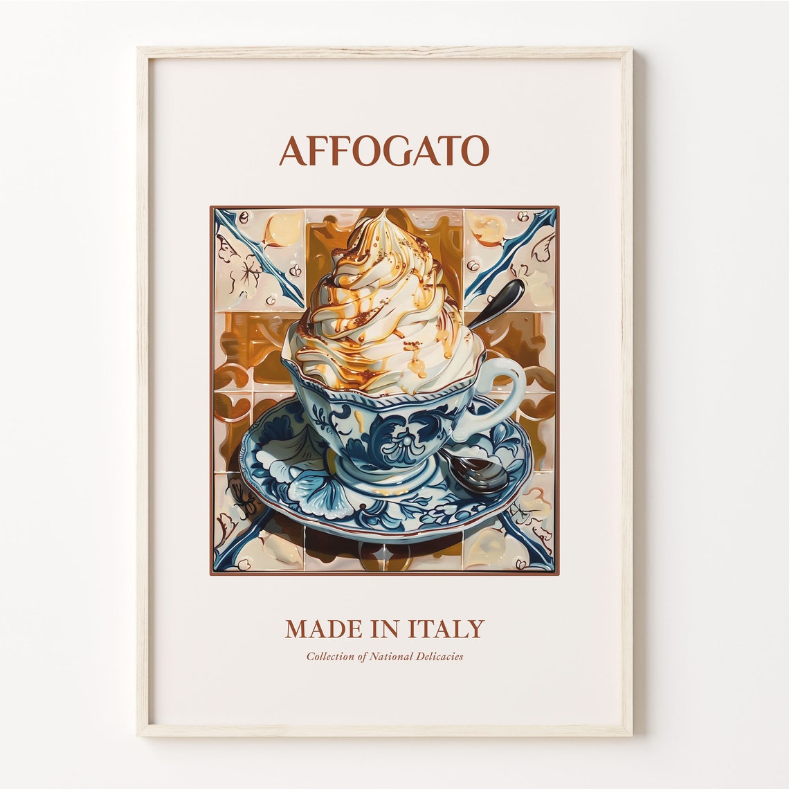 Affogato Italian Dessert Porcelain Cup Tile Kitchen Decor Poster