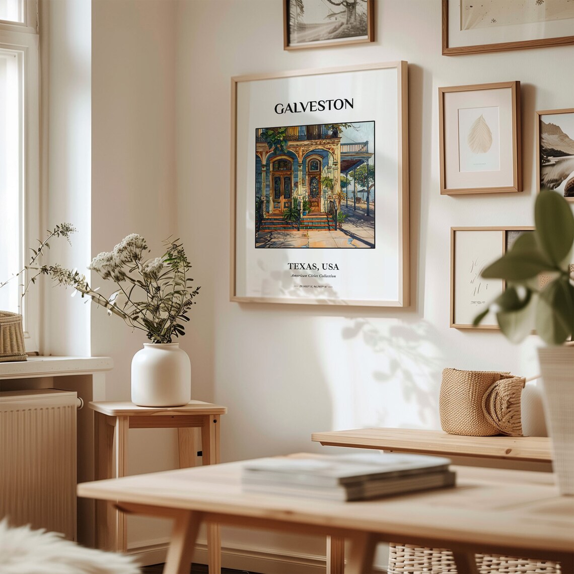 Galveston Texas Historic Gulf Coast Doorway Watercolor City Poster - Image 2