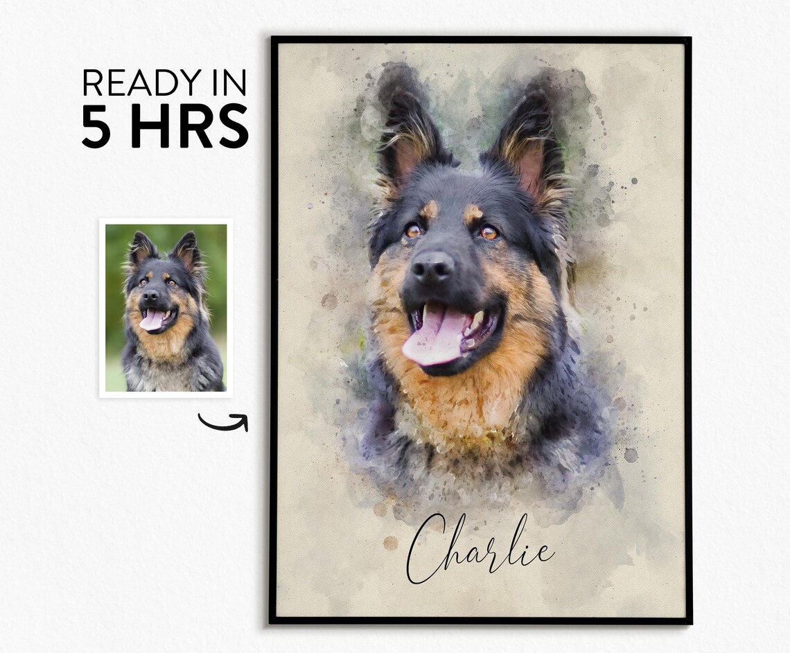 Personalized Watercolor Dog Portrait, Pet Memorial - Image 4