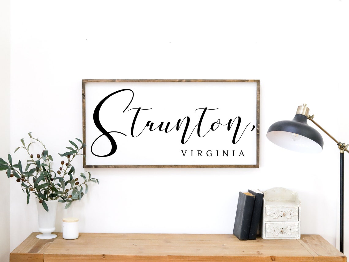 Staunton Virginia Script City Sign Hometown Keepsake Wall Poster
