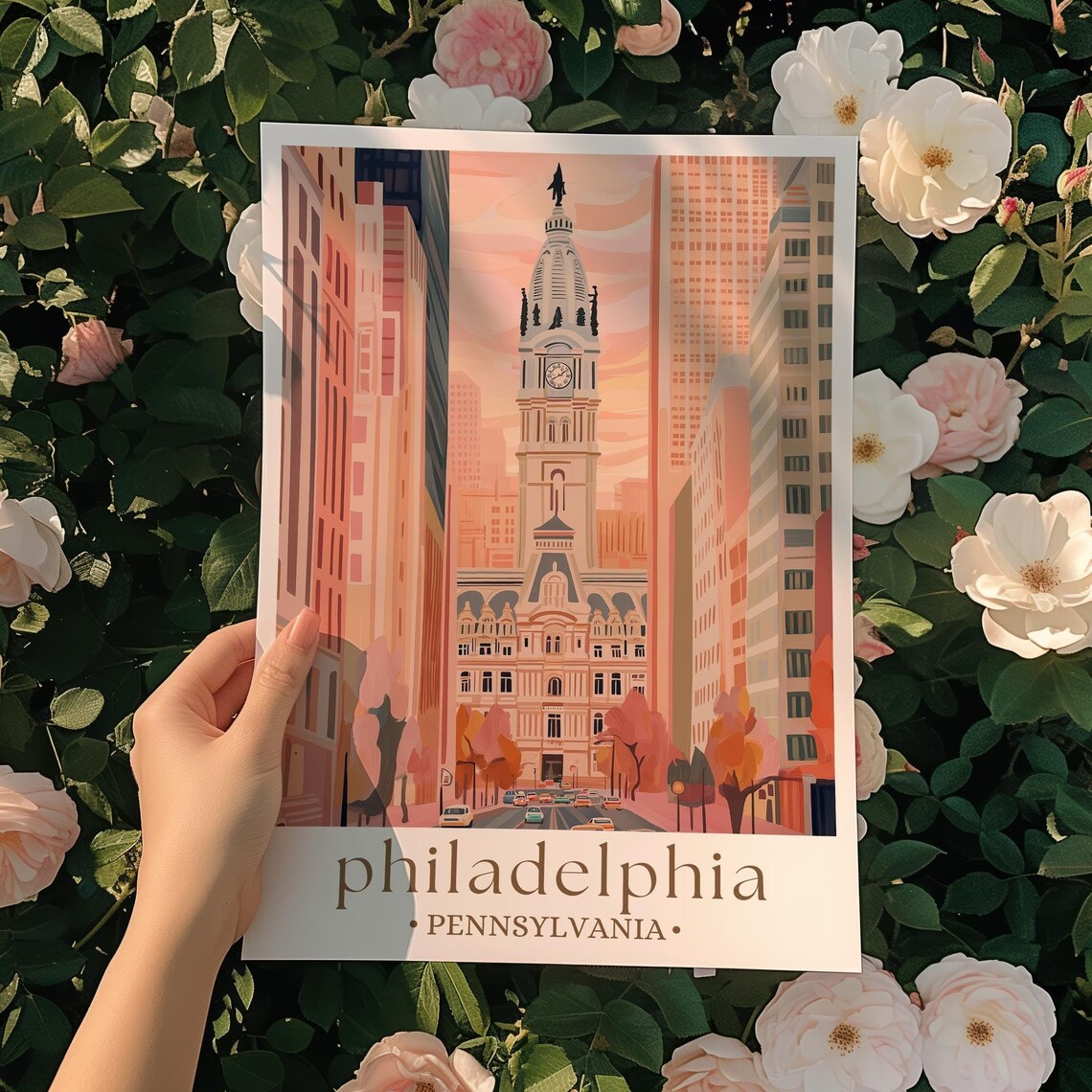 Philadelphia Travel Poster, Pennsylvania City Landscape - Image 3