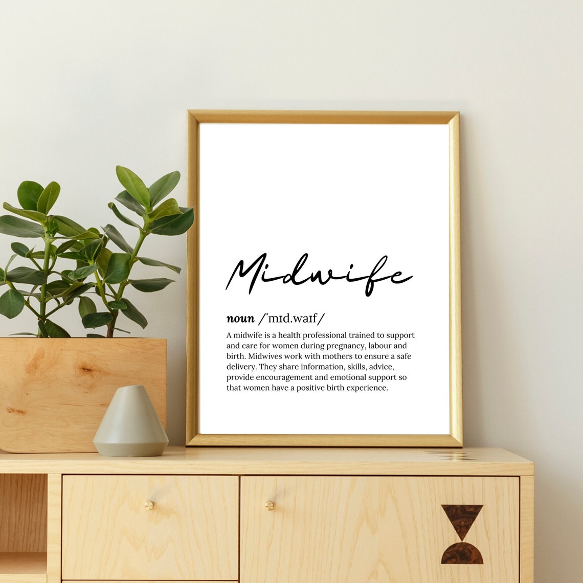 Midwife Definition Meaning Dictionary Script Typography Wall Poster - Image 3