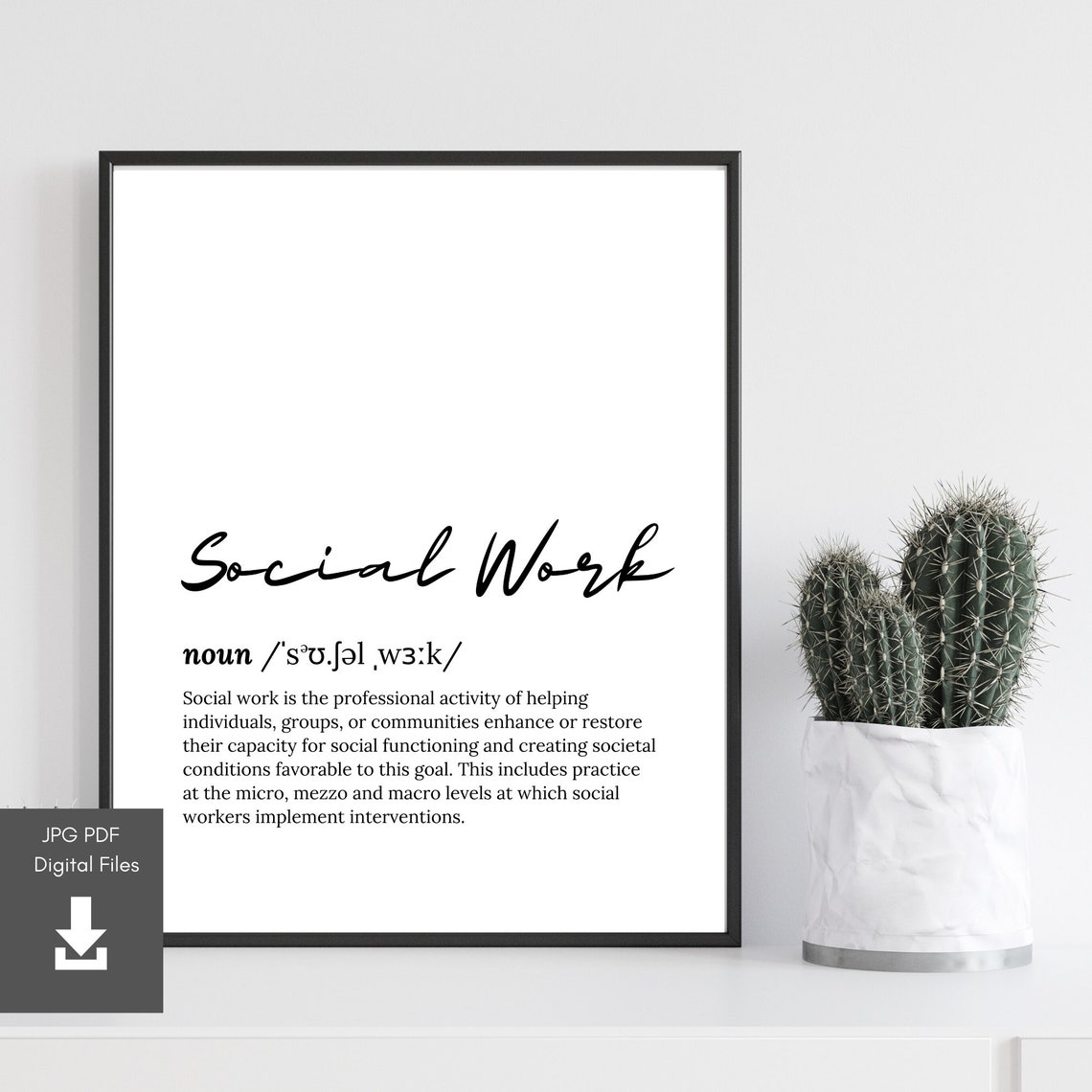 Social Work Definition Script Typography Dictionary Word Poster - Image 3