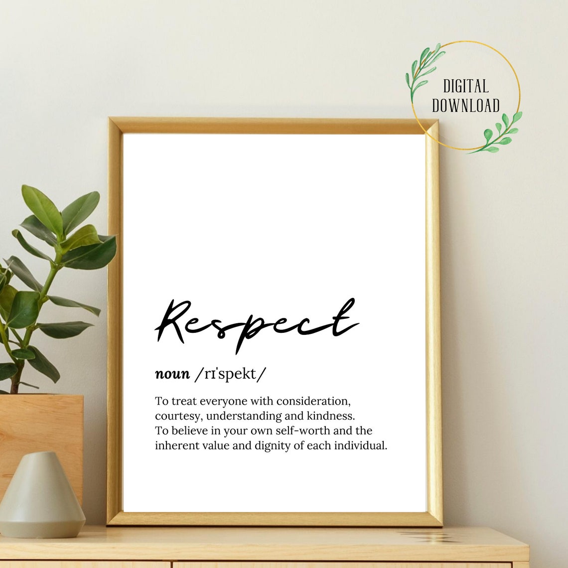 Respect Definition Script Typography Inspirational Word Poster - Image 3