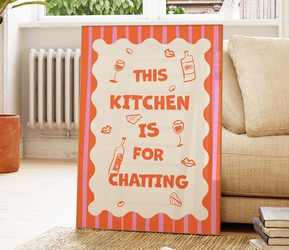 Kitchen Poster Typography Wall Art Food Illustration Print Apartment Decor Dining Room This Is For Chatting