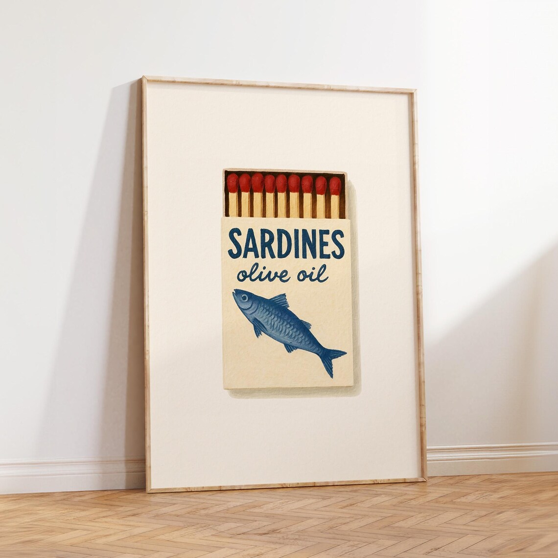 Sardines Matchbook Retro Coastal Dining Room Art Print
