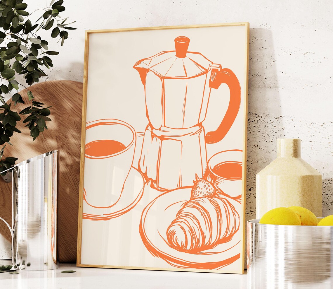 French Cafe Coffee Poster, Trendy Kitchen Decor