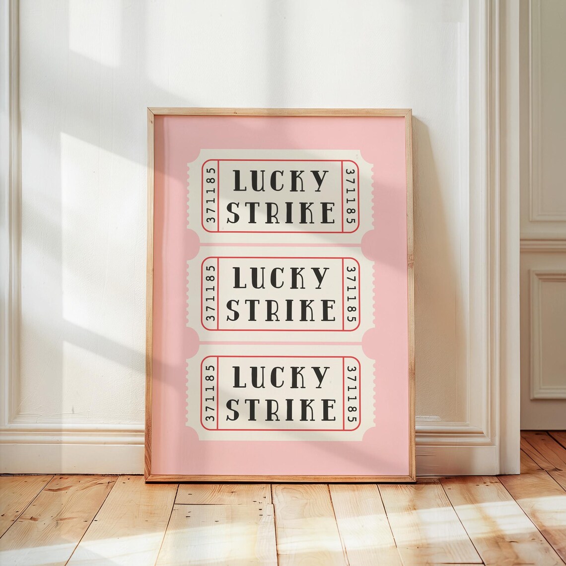 Lucky Strike Ticket Poster, Retro Typography Art Print