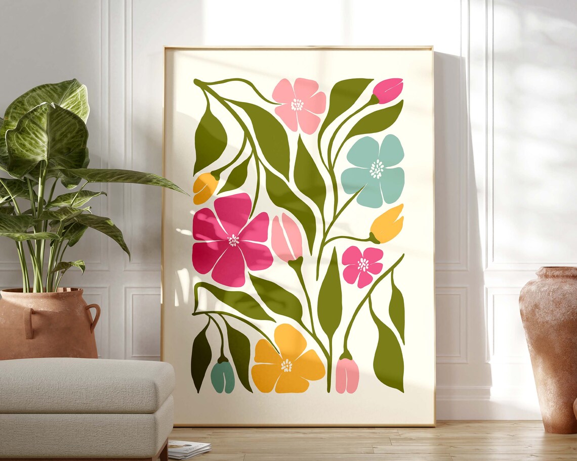 Scandinavian Flowers Abstract Floral Art Print