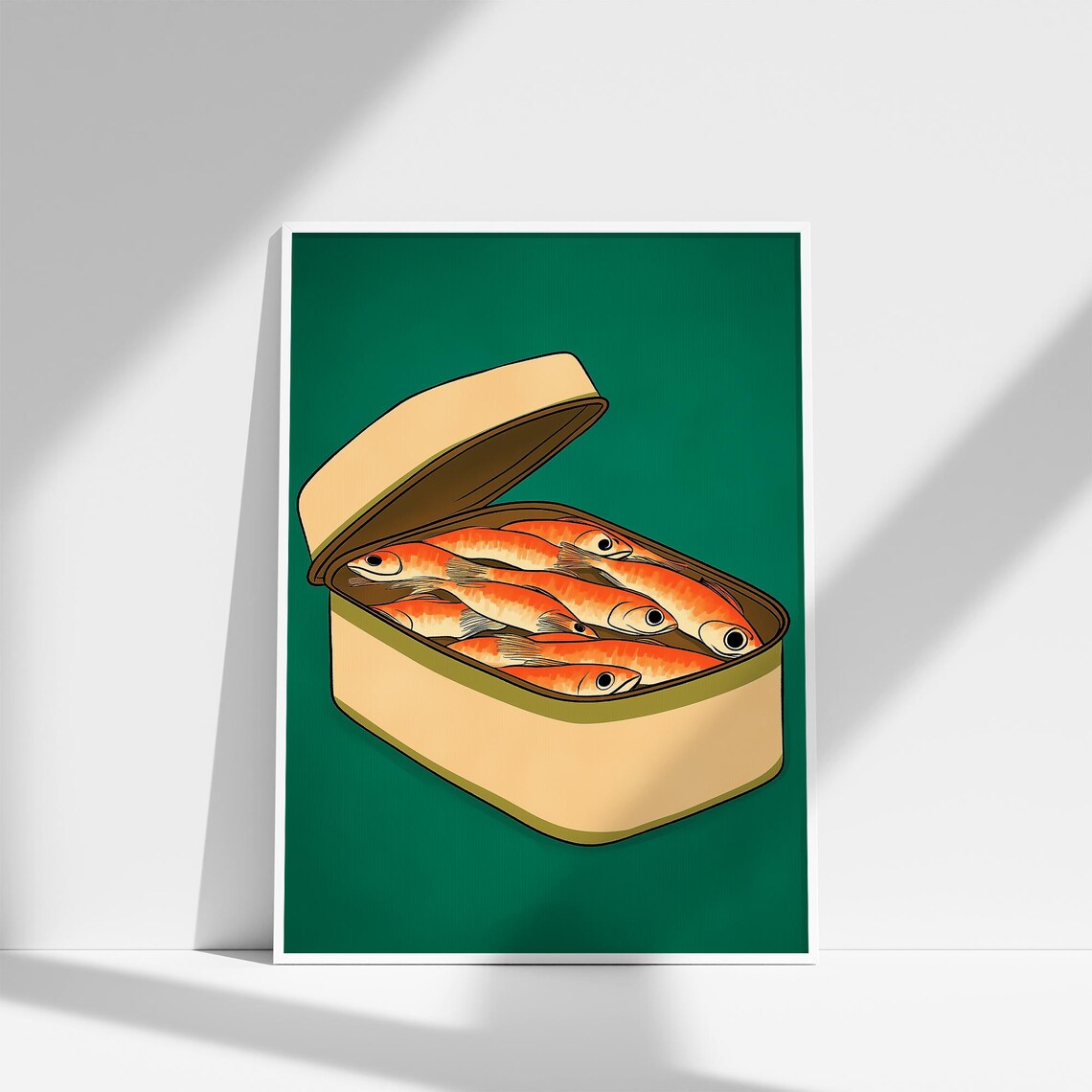 Open Tin of Sardines Retro Kitchen Food Illustration Poster Art - Image 3