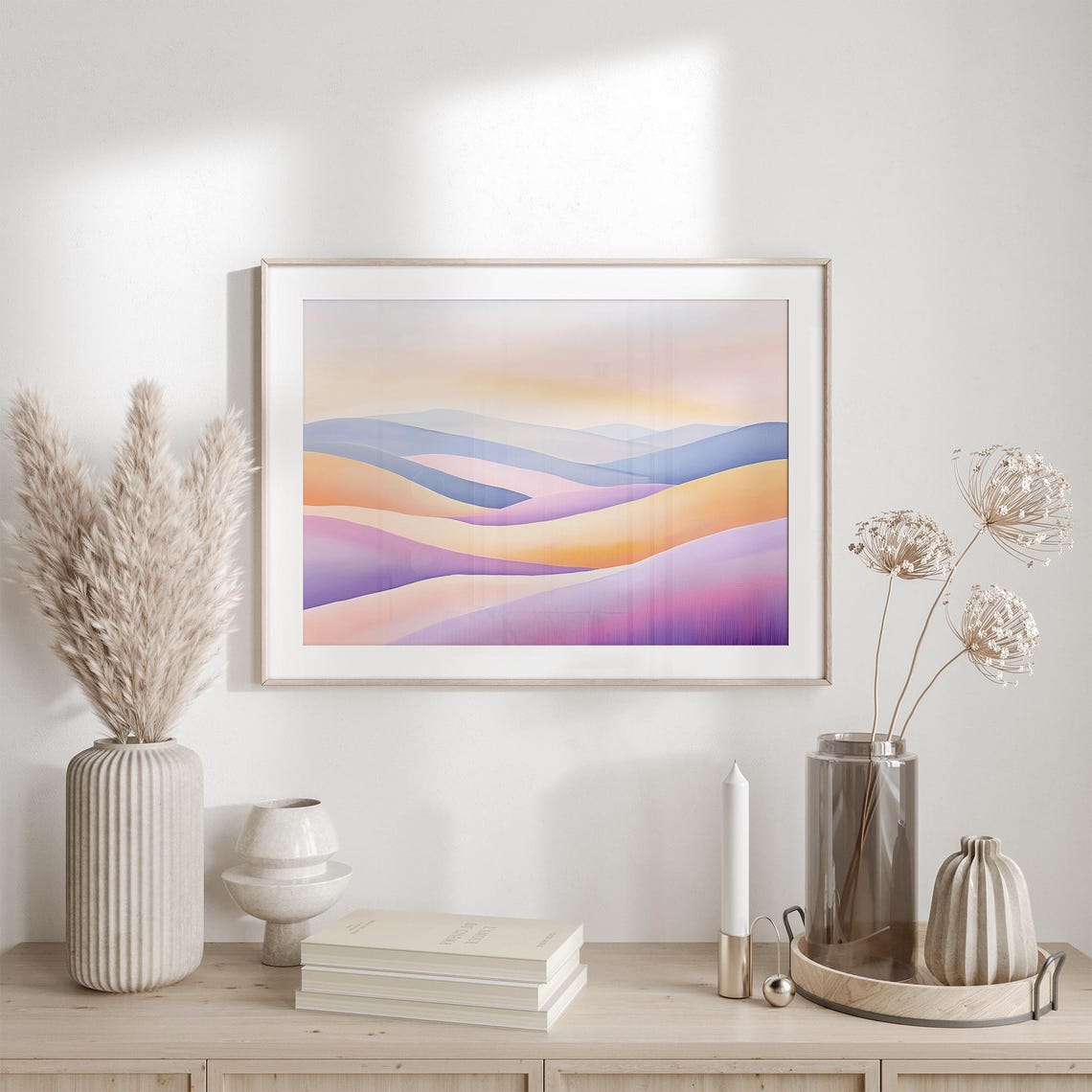 Abstract Pastel Rolling Hills In Pink Purple Peach Layers Poster - Image 2