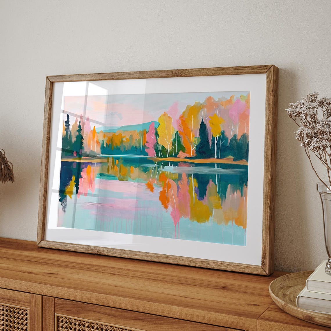 Colorful Fall Lake Mirroring Pink Orange Autumn Trees Poster - Image 6