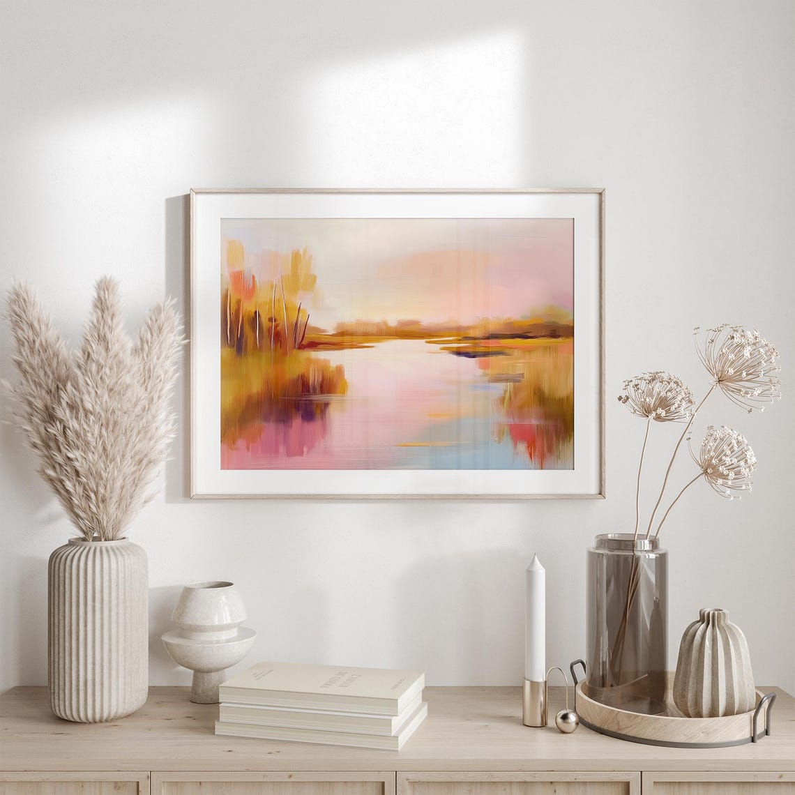 Pink And Gold Autumn Marsh With Still Reflective Creek Poster - Image 6
