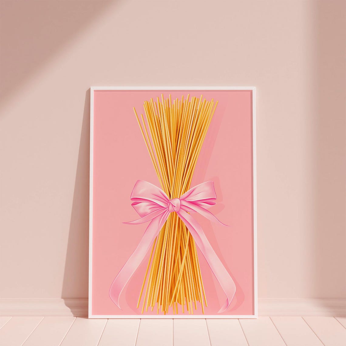 Spaghetti Bundle With Pink Ribbon Bow Pasta Lover Kitchen Poster - Image 6