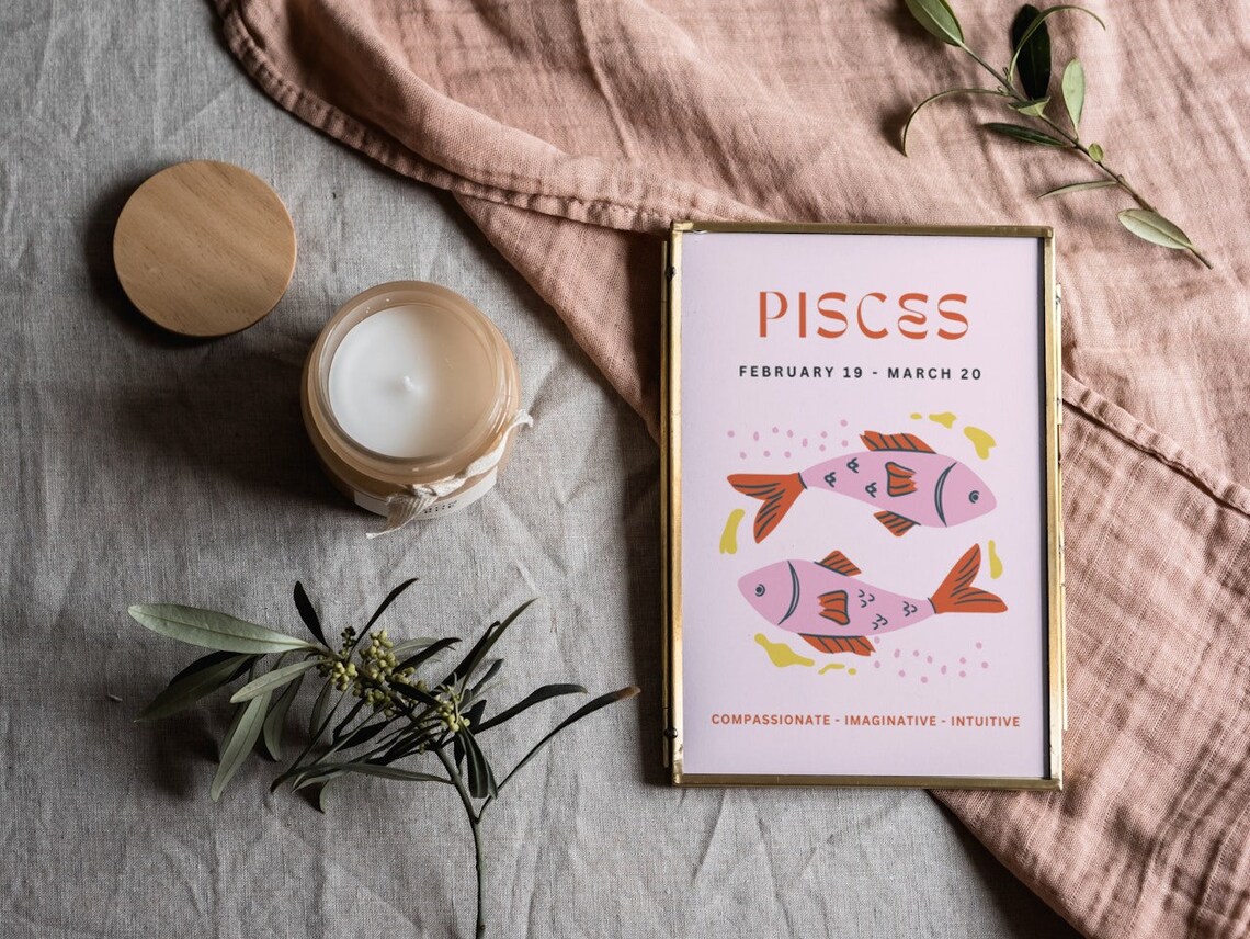 Pisces Zodiac Fish Pink Horoscope Personality Birthday Gift Art Poster - Image 4