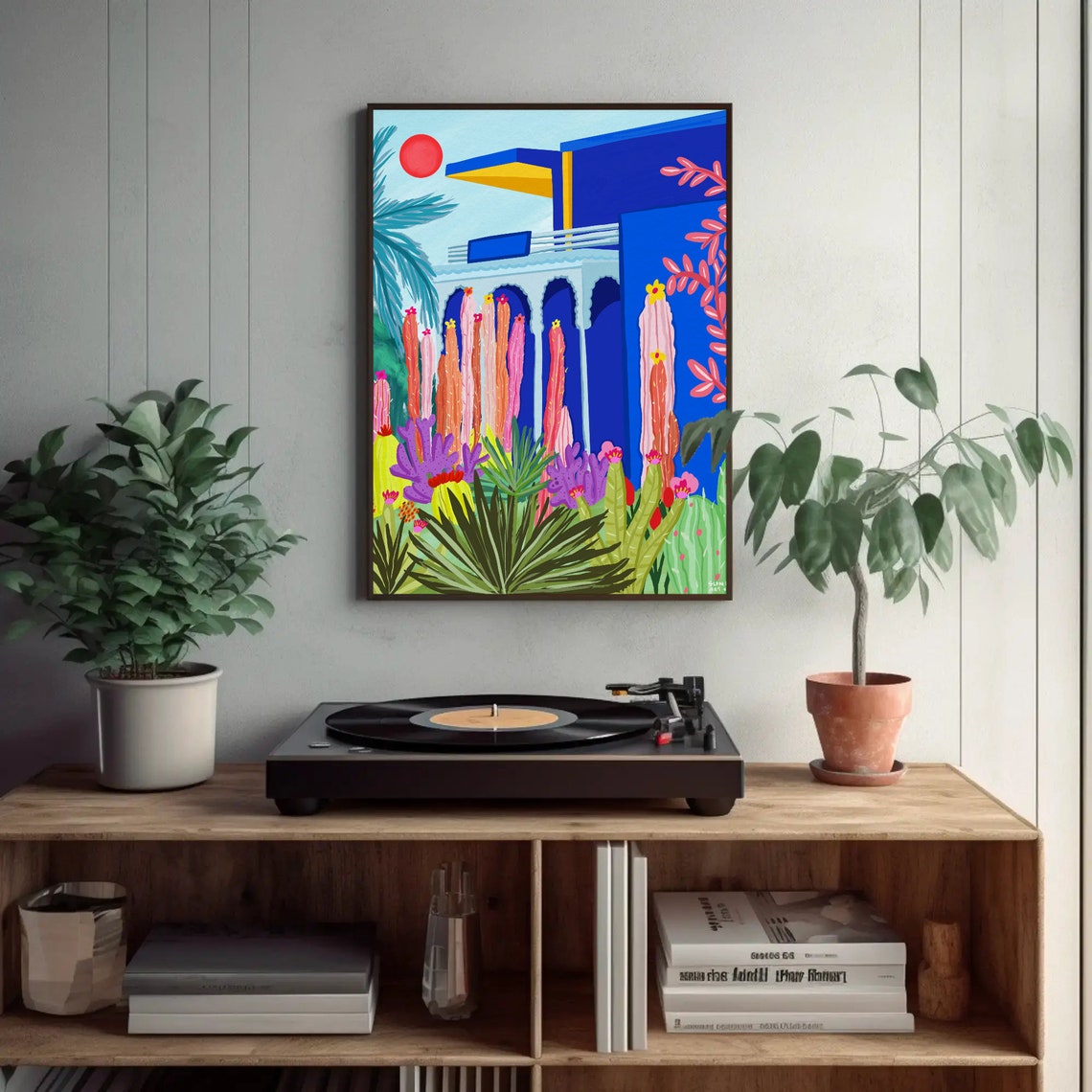 Majorelle Marrakech Blue Villa Tropical Cactus Garden Poster - Image 2