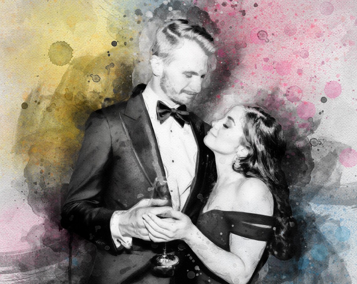 Custom Watercolor Couple Portrait, Personalized Art Print - Image 4