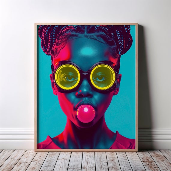 Black Wall Art African Print Afrocentric Afrofuturistic Urban Colourful