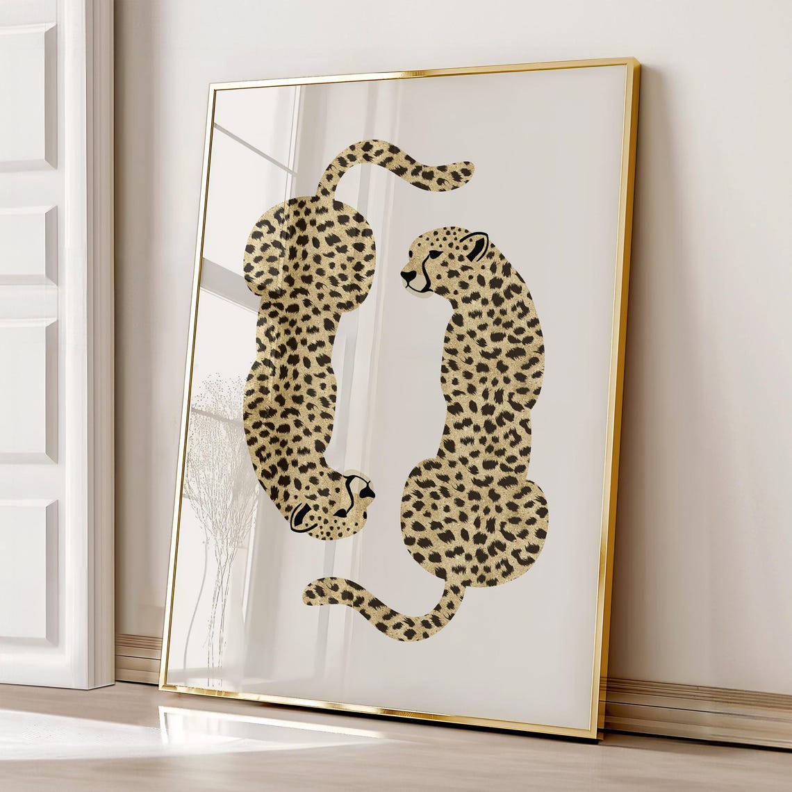 Cheetah Wall Print Retro Decor Beige Neutral Room Leopard Trendy Art Gallery