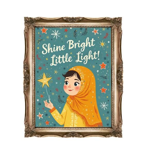 Shine Bright Little Light Girl In Hijab Inspirational Poster