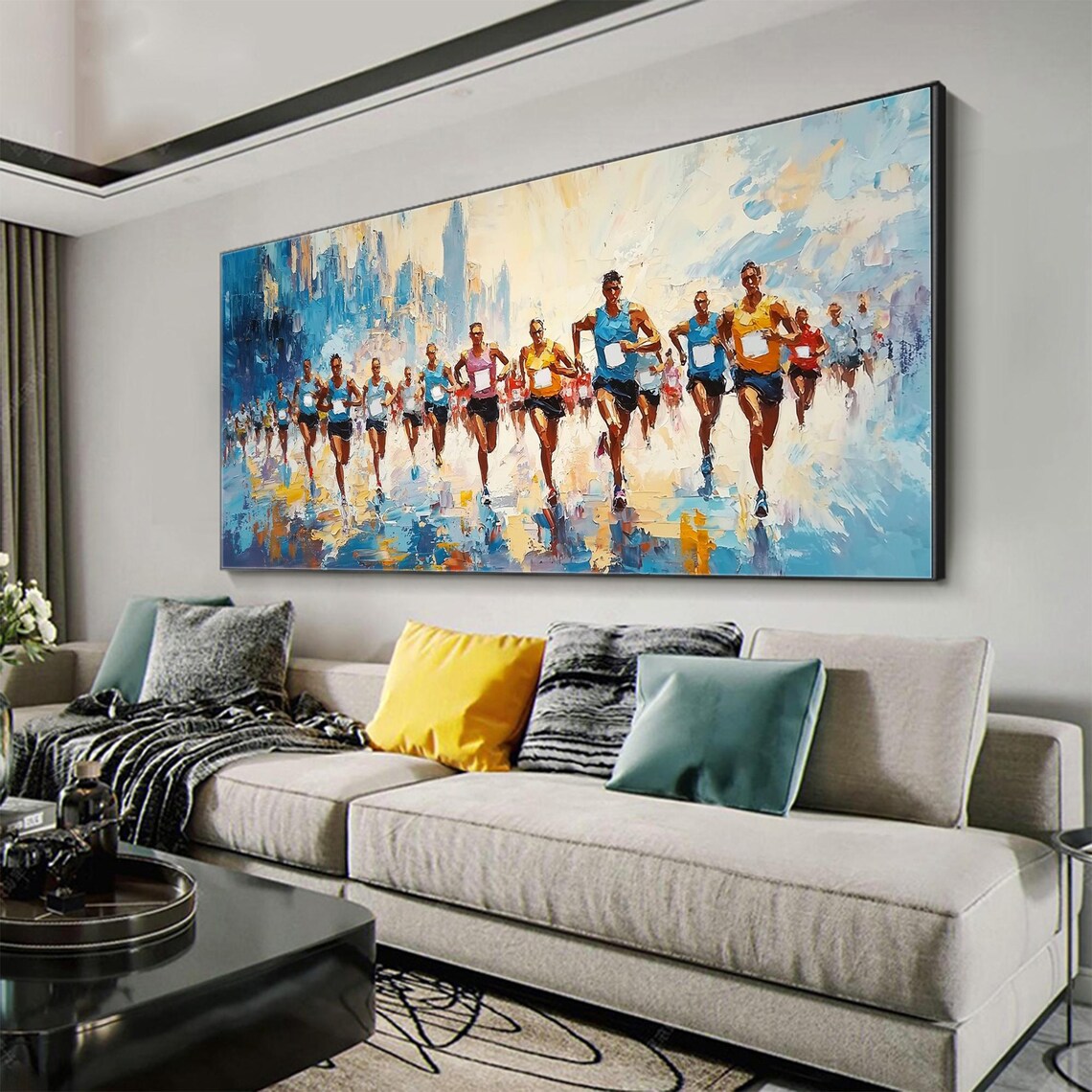 Marathon Sprint Finish Line Runners Energy Abstract Sports Art Poster - Image 4