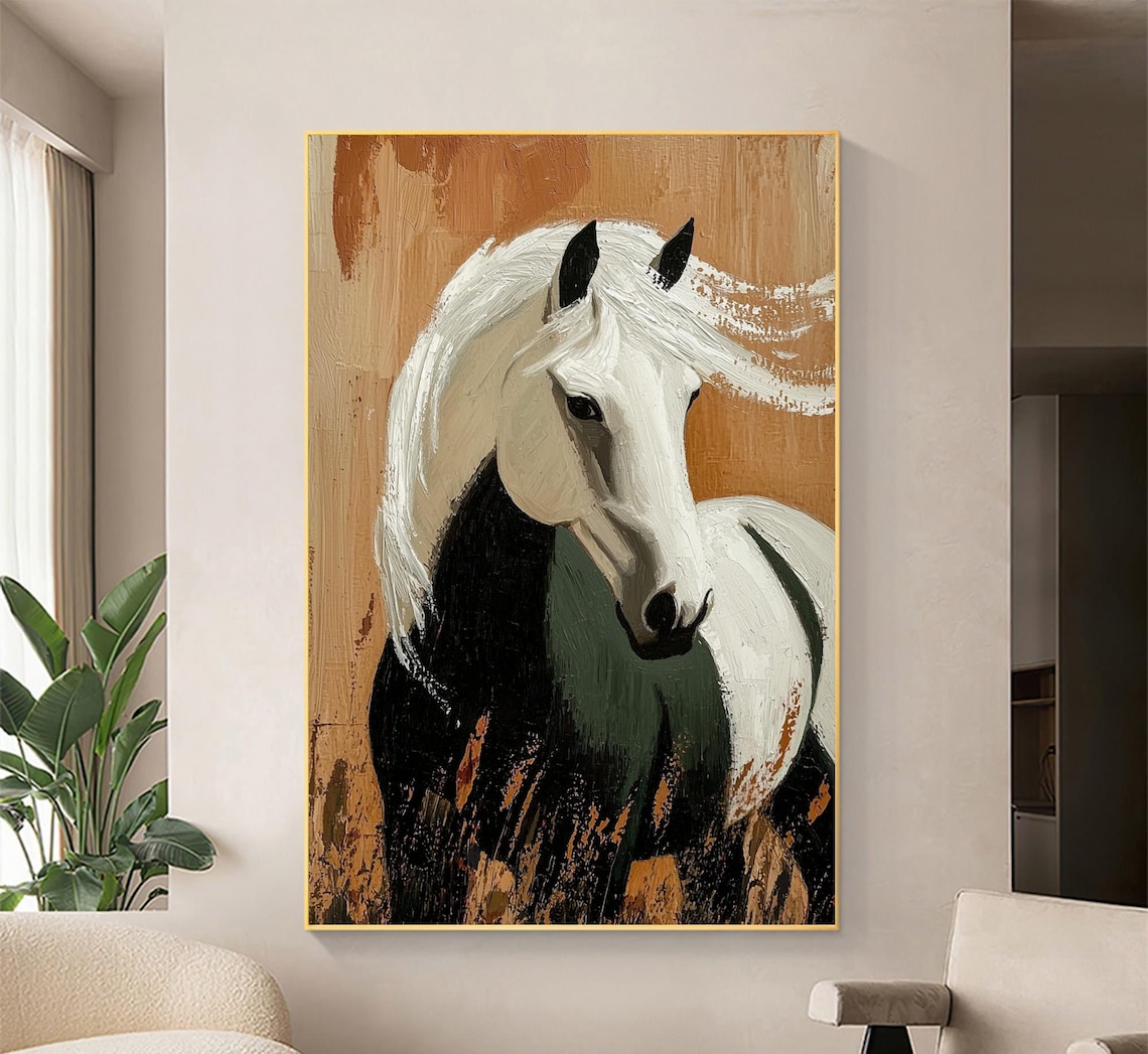 Abstract 3D Textured Horse Oil Painting Art Print