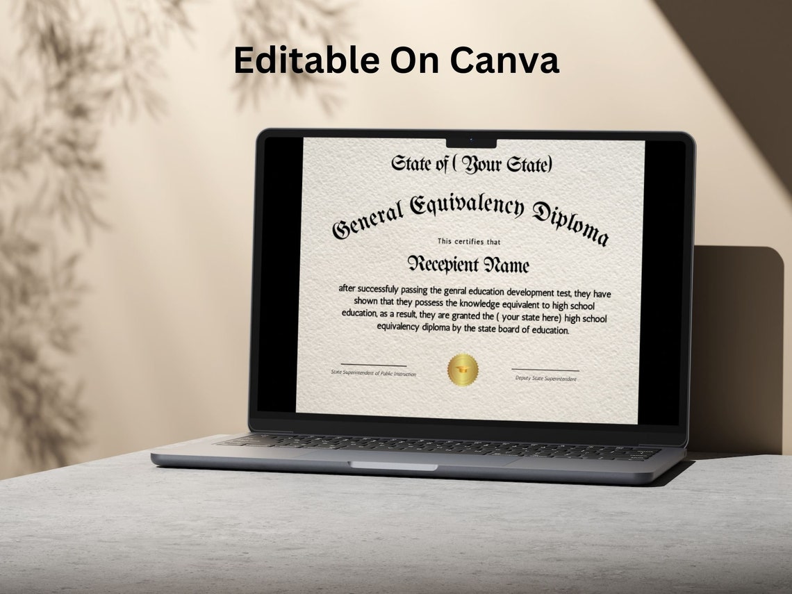 Editable GED Diploma Certificate Canva Template Digital Download Print - Image 5