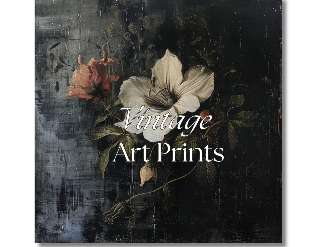 Dark Moody White Lily Bloom Vintage Floral Oil Painting Art Print - Image 5