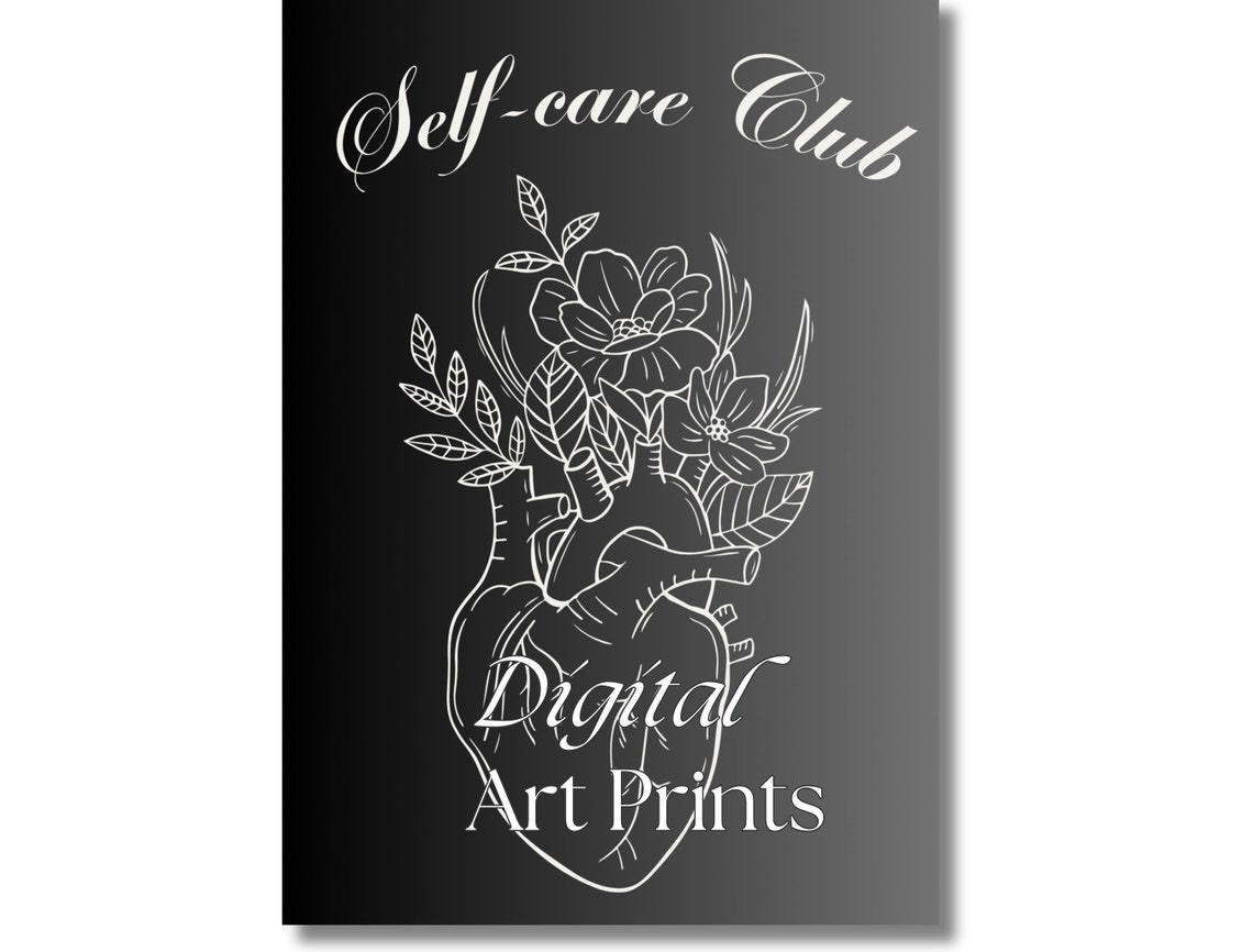 Self Care Club Floral Anatomical Heart Black Gothic Style Poster - Image 6