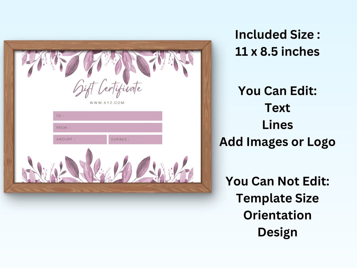 Editable Gift Certificate Template Gift Certificate Template Modern Gift Certificate Editable Gift Card Instant Gift Voucher - Image 7