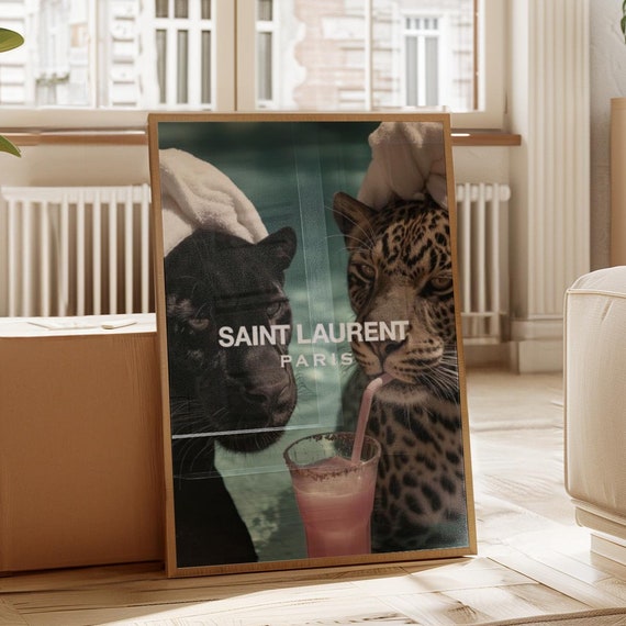 Saint Laurent Poster Cheetah Print Luxury Fashion Print Animal Print Designer Wall Art Aesthetic Wall Decor Leopard Print Classy Wall Art