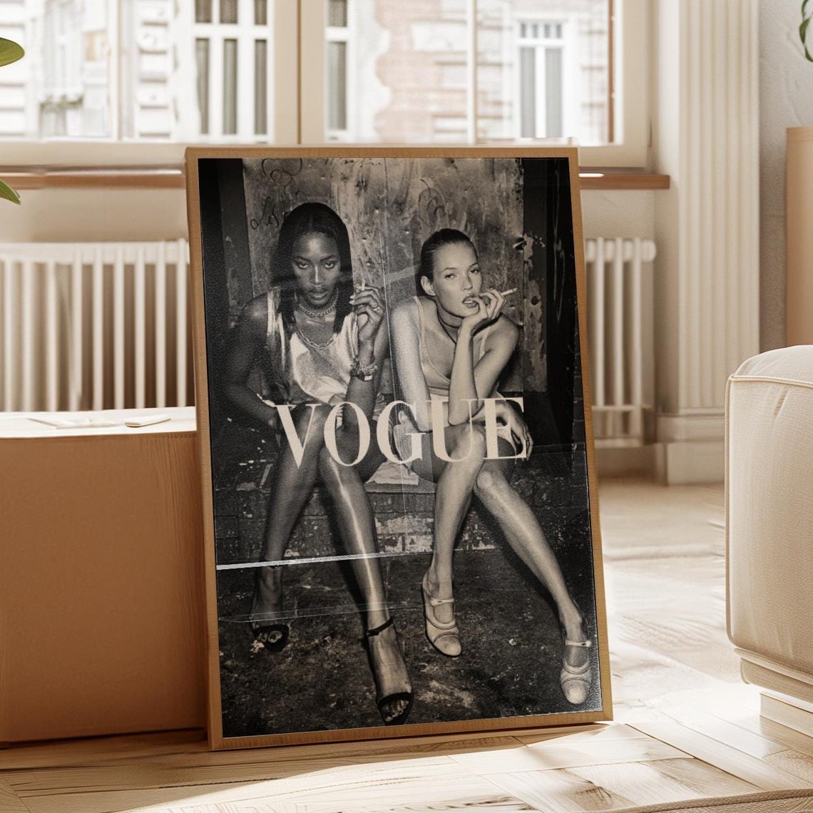 Kate Moss Print Vogue Poster Naomi Campbell Print Black And White Wall Art Fashion Print Woman Poster Luxury Wall Art Feminist Print Trendy