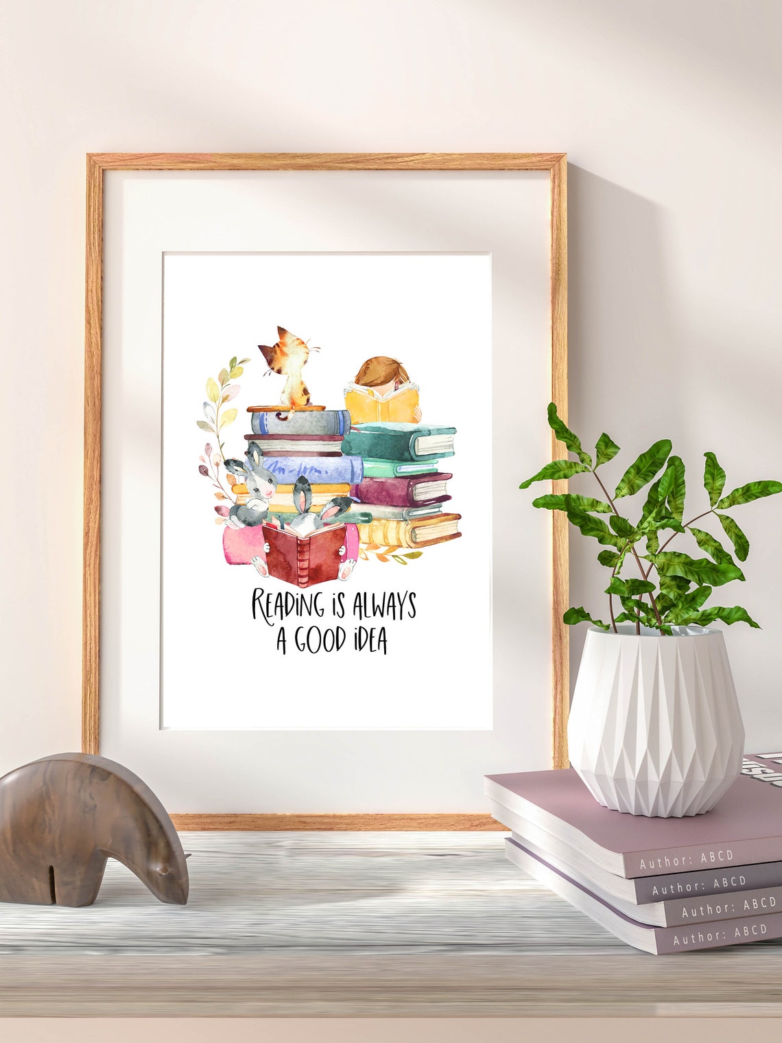 Reading Is Always A Good Idea Book Lover Nursery Library Poster - Image 3