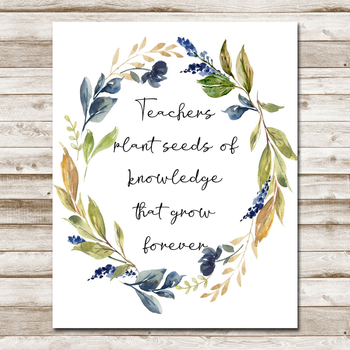 Teachers Plant Seeds of Knowledge Wreath Quote Gift Wall Poster - Image 4
