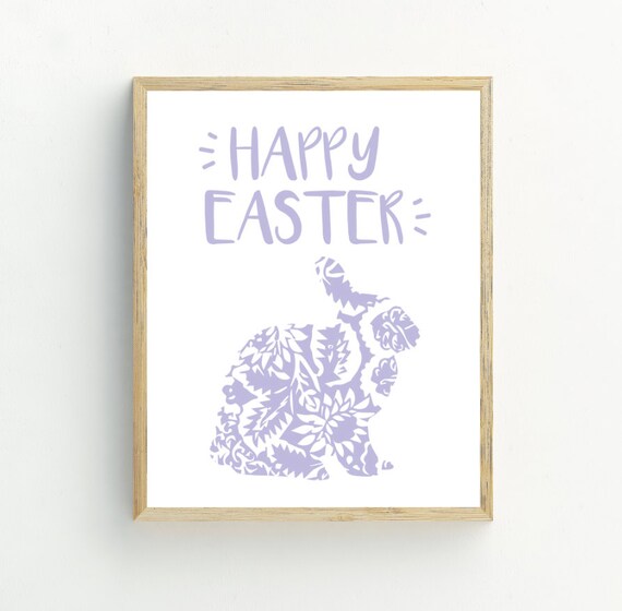 Happy Easter Rabbit Poster, Easter Wall Art