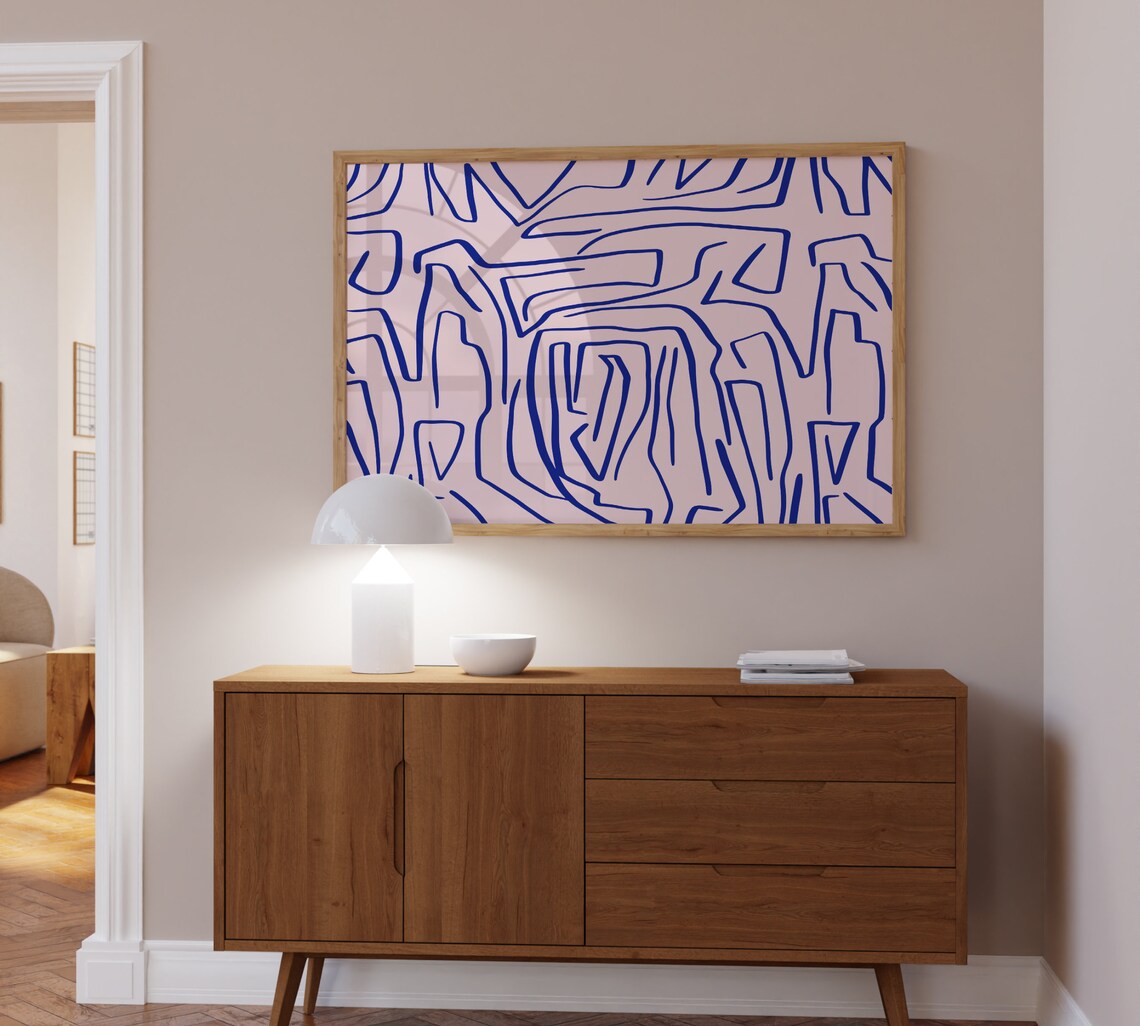 Abstract Organic Lines Pattern Art Print, Modern