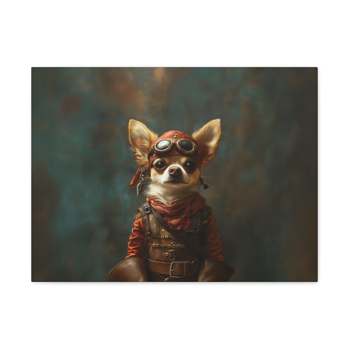 Chihuahua Pirate Goggles Portrait Tiny Swashbuckler Dog Art Poster - Image 2
