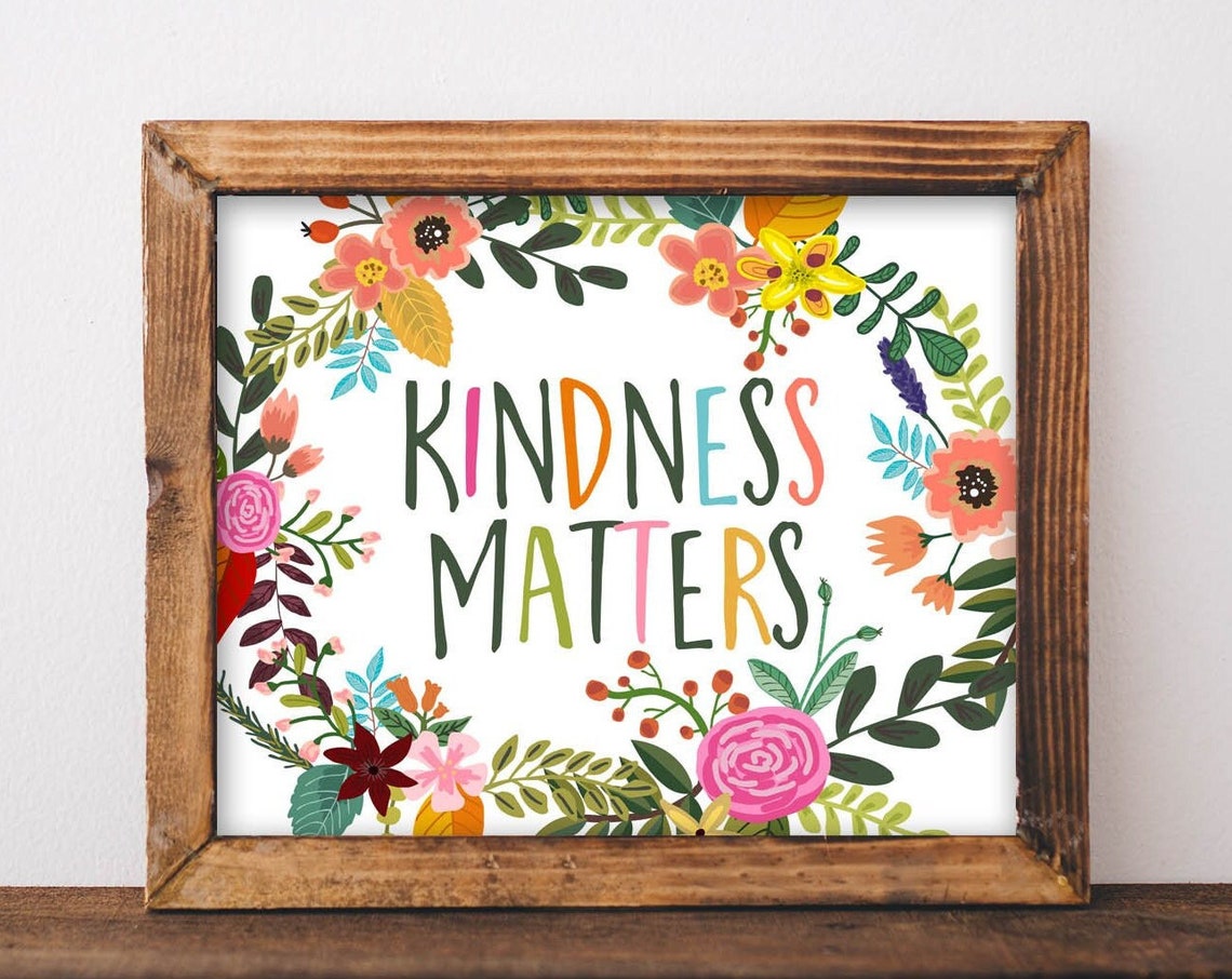 Kindness Matters Floral Wreath Classroom Teacher Gift Poster