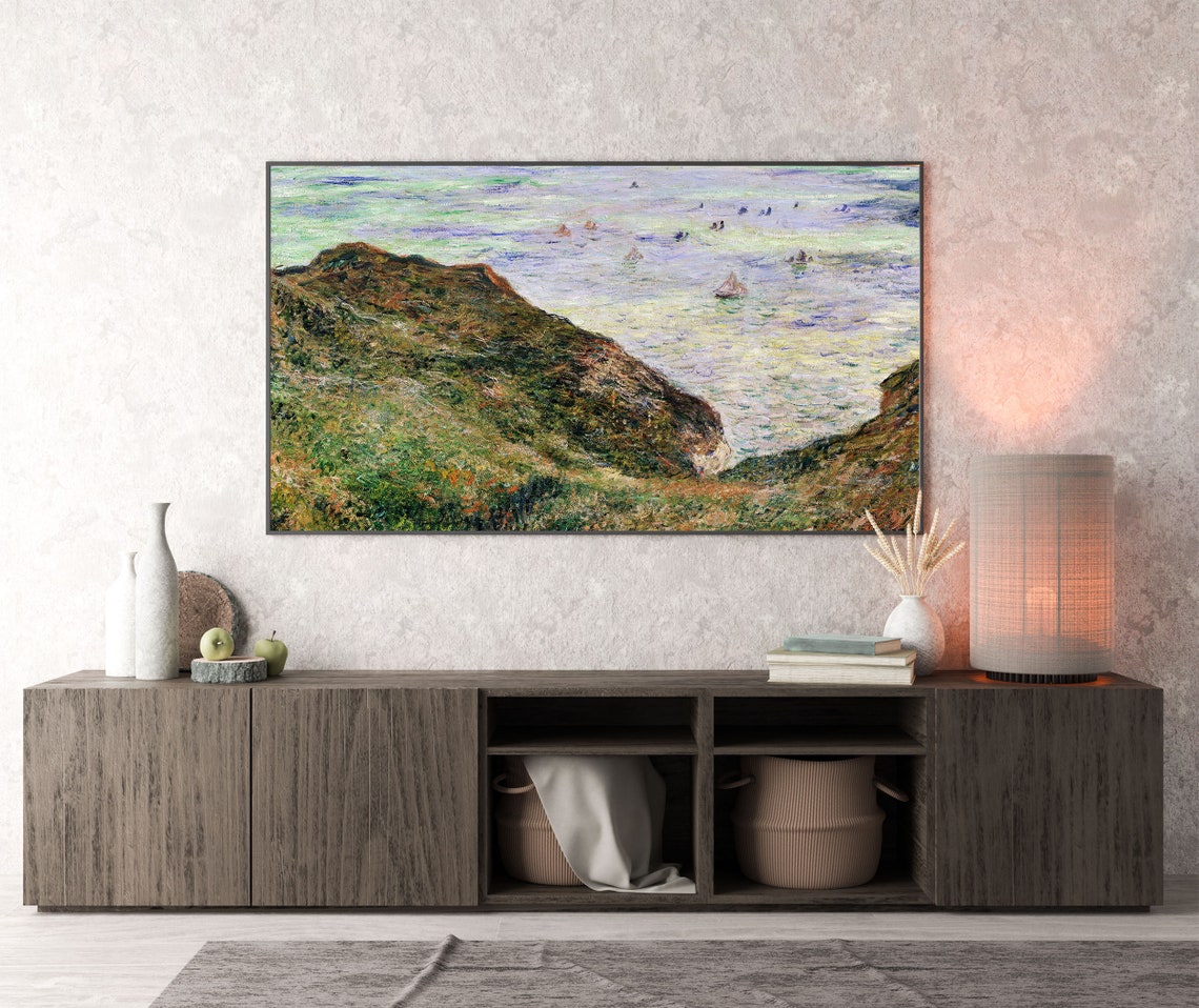 Claude Monet Rocky Cliffs Distant Sailboats Impressionist Coast Poster - Image 4