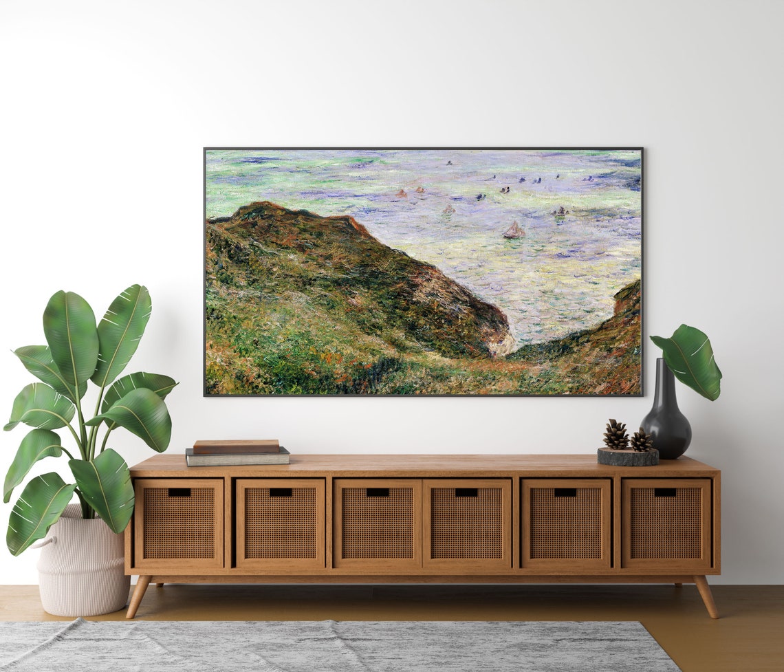 Claude Monet Rocky Cliffs Distant Sailboats Impressionist Coast Poster - Image 3