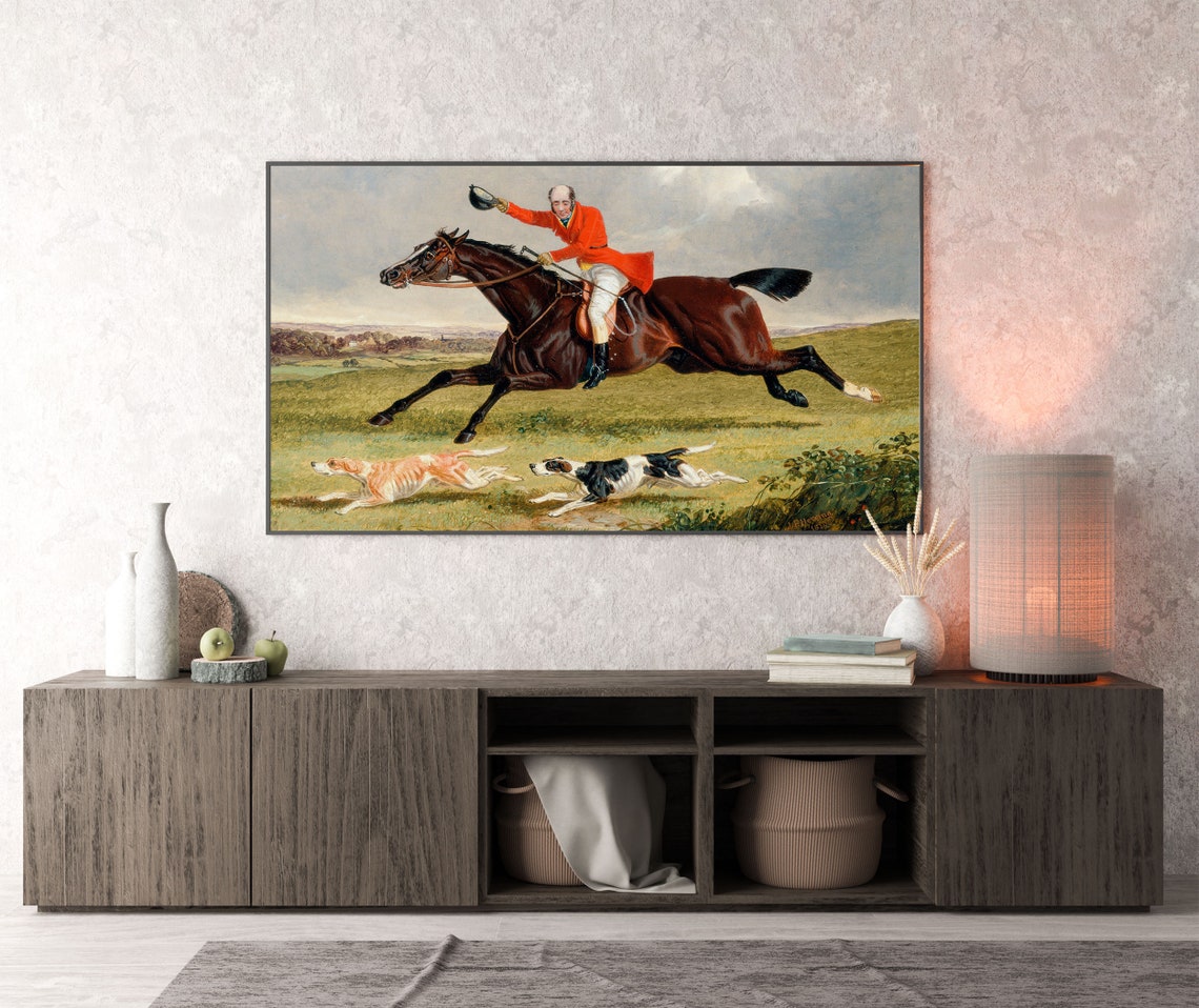 Fox Hunting Scene Rider in Red Coat with Hounds Equestrian Poster - Image 2
