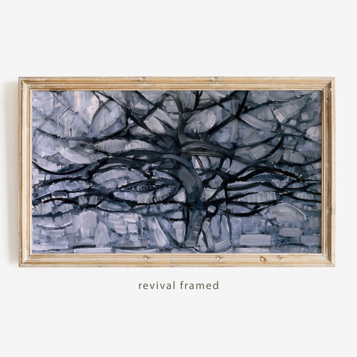 Mondrian The Gray Tree Cubist Branches Monochrome Art Poster