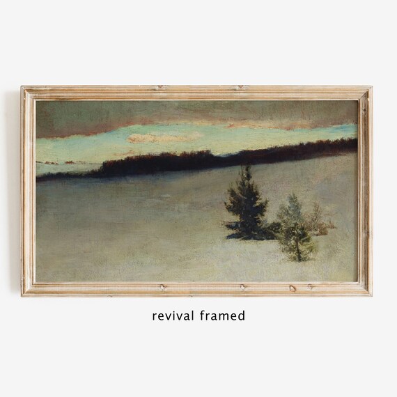 Winter Snowfield Evergreens Dusk Tonalist Minimalist Snow Landscape Poster