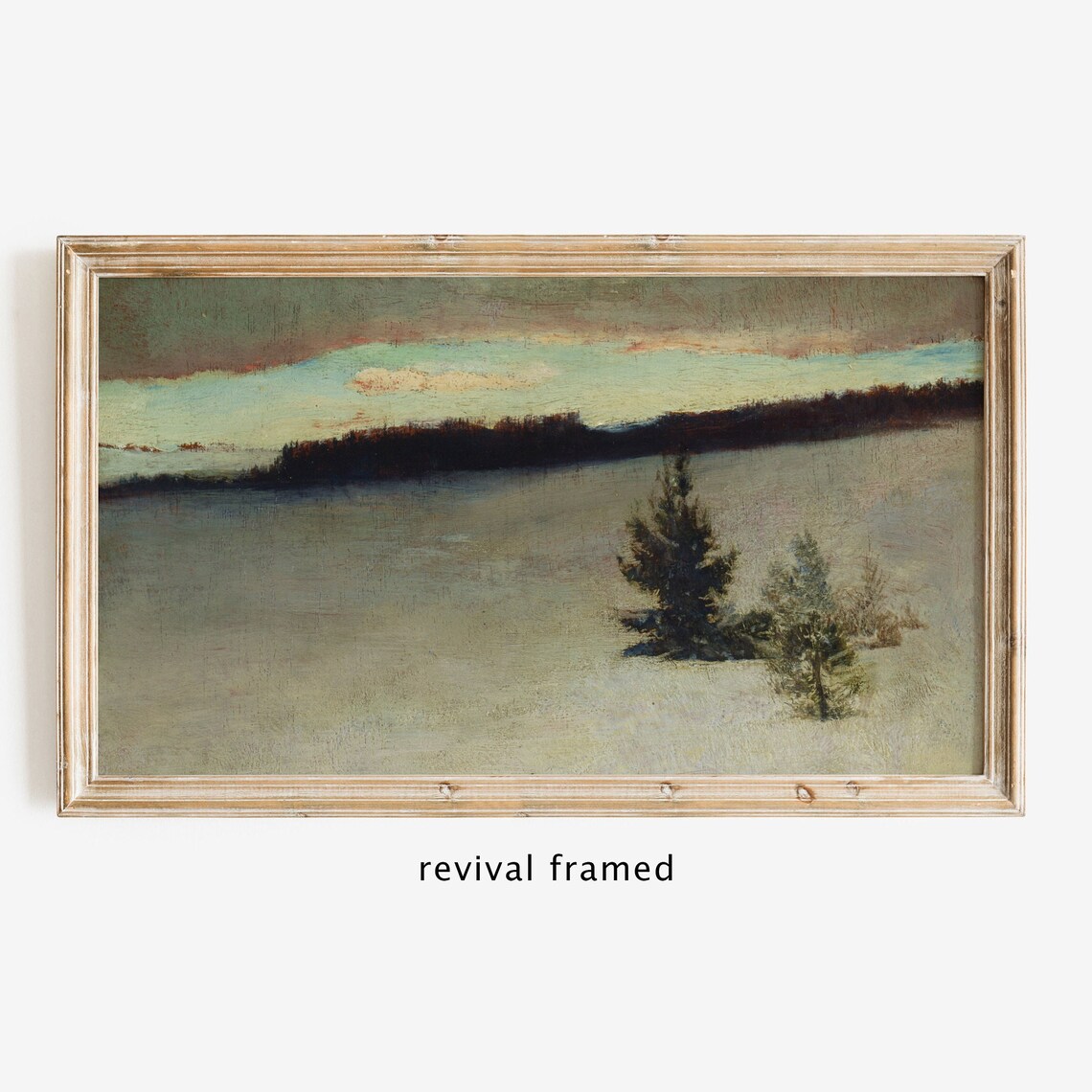 Winter Snowfield Evergreens Dusk Tonalist Minimalist Snow Landscape Poster