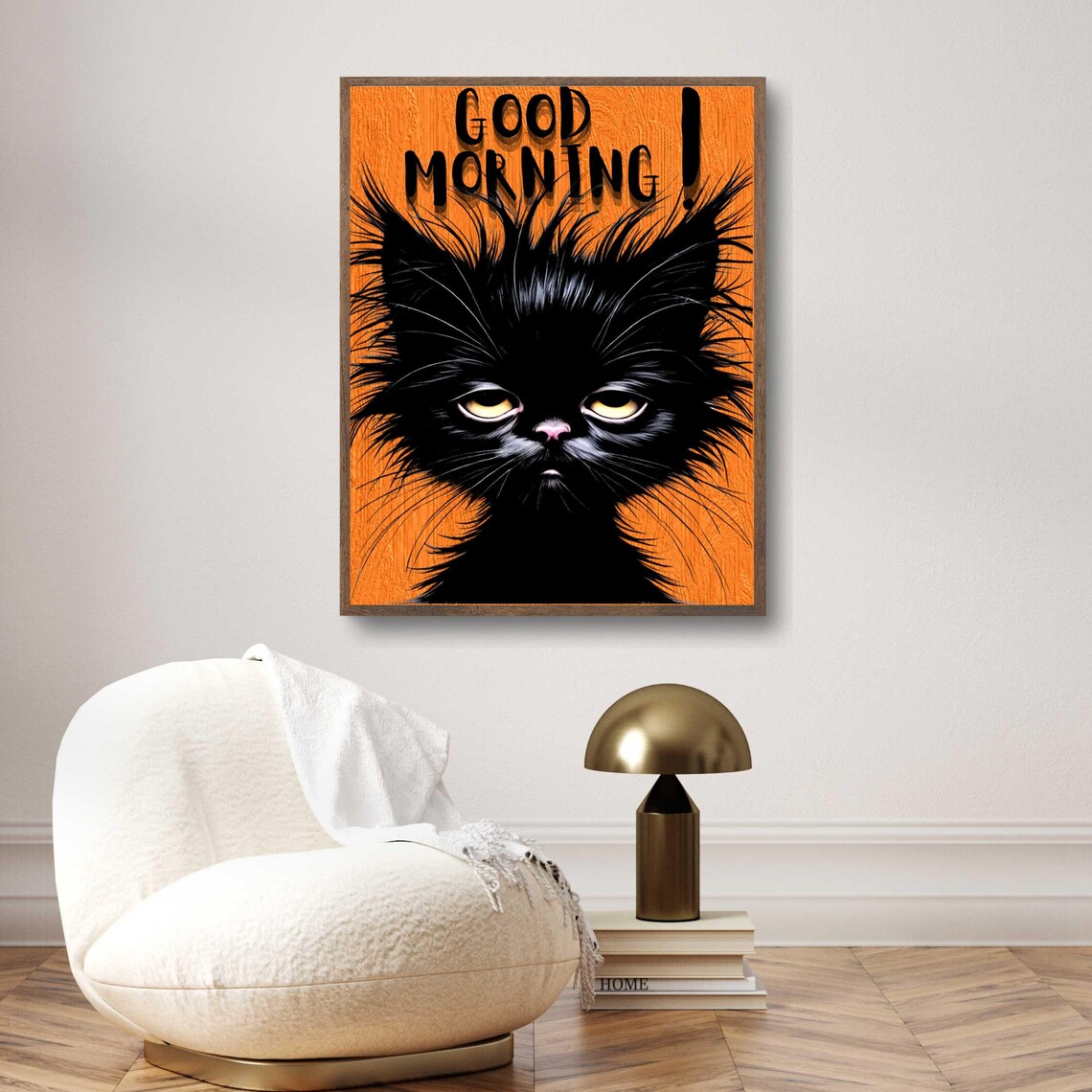 Good Morning Grumpy Black Cat Funny Coffee Lover Gift Poster - Image 2