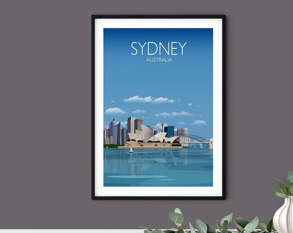 Travel Poster Of Sydney Travel Print Of Sydney City Of Sydney Australia Australis Travel Poster Sydney Cityscape - Image 3