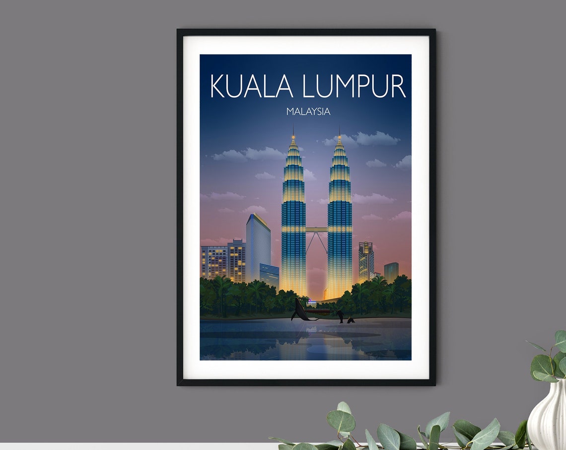 Travel Poster Of Kuala Lumpur Travel Print Of Kuala Lumpur Malaysia Travel Poster Kuala Lumpur Sunset Print - Image 3