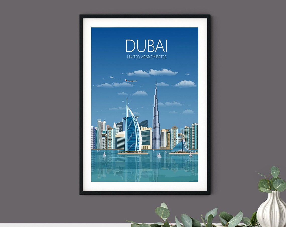 Dubai Travel Poster, United Arab Emirates Cityscape - Image 3
